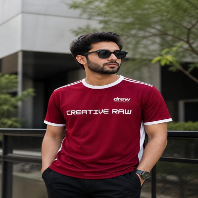 Contrast Design T shirt (Maroon)