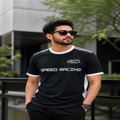 Contrast Design T shirt (Black)