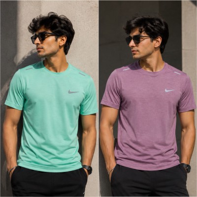 2 Pcs Nike T shirt Combo (Pest+Light Maroon)